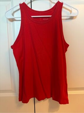 Everlane Bright Red Ribbed-Trim Tank